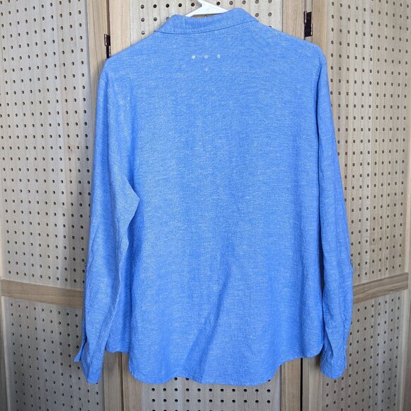 Orvis linen blend long sleeve button down shirt with tab sleeves - Picture 2 of 12